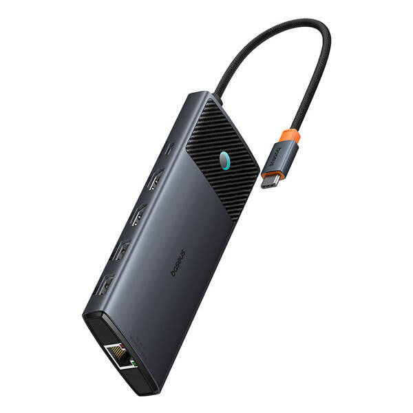 Baseus Metal Gleam II 10v1 | Adaptér HUB 10v1 USB-C na 2x HDMI, RJ45, USB-C3.2, USB-A3.2, 2x USB-A2.0, SD/TF, Type-C 100W